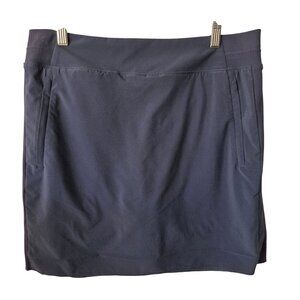 Athleta Womens Sz 12 Brooklyn Mid Rise Navy Blue Athletic Skort Zippered Pockets